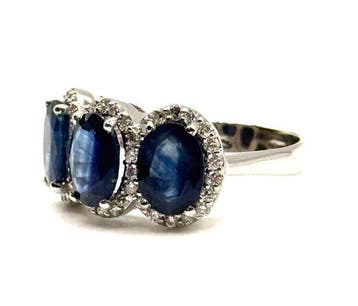 Eeuwigheidsring - 18 karaat Witgoud - 5.65ct. tw. Saffier -