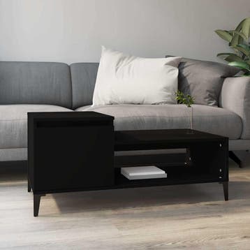 vidaXL Salontafel 100x50x45 cm bewerkt hout zwart, 100 tot 150 cm, Verzenden, Nieuw, 50 tot 100 cm