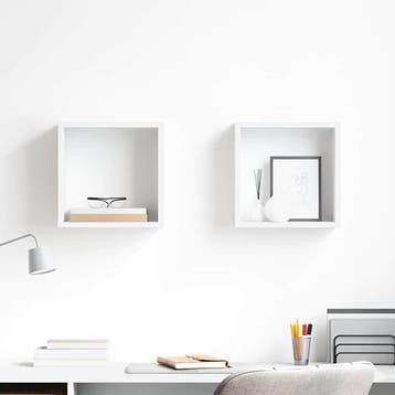 vidaXL Wandschappen kubus 2 st 30x15x30 cm wit, Verzenden, Nieuw