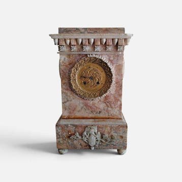 Portico klok - French pink marble ormolu portico -mantel