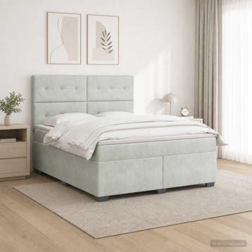 vidaXL Boxspringbed met matras Lichtgrijs 140 x 200 cm, Verzenden, Nieuw, Stof