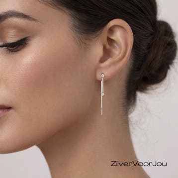 925 Zilveren tiny stars oorhangers, Verzenden, Nieuw, Zilver