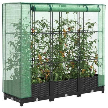 vidaXL Verhoogde plantenbak met kashoes rotanlook 120x40x123, Tuin en Terras, Verzenden, Nieuw, Kunststof