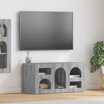 vidaXL TV-kast ELST 80 x 35 x 40 cm Grijs Sonoma Bewerkt, Minder dan 50 cm, Verzenden, Nieuw, Minder dan 100 cm