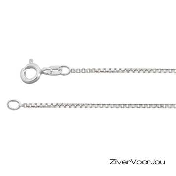 Zilveren box ketting 40 cm 1mm breed, Verzenden, Nieuw, Zilver