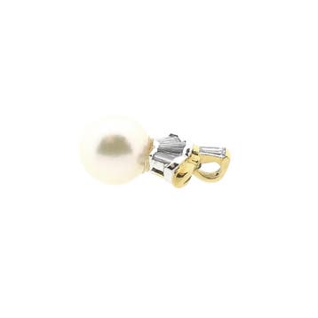 Gouden hanger met parel en diamant 0,24 ct., Ophalen of Verzenden, Gebruikt, Goud, Overige merken
