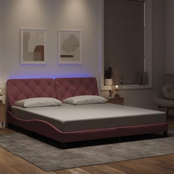 vidaXL Bedframe met LED zonder matras fluweel roze 180x200, Eenpersoons, Verzenden, Nieuw, 80 cm