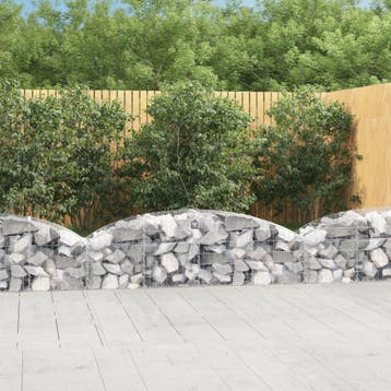 vidaXL Schanskorf gewelfd 200x50x40/60 cm gegalvaniseerd, Tuin en Terras, Bloembakken en Plantenbakken, 100 cm of meer, Verzenden