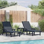 vidaXL Ligstoel 3 pcs Marineblauw Polyetheen, Tuin en Terras, Verzenden, Nieuw