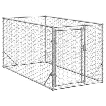 vidaXL Hondenhok voor buiten met deur 2x1x1 m gegalvaniseerd, Dieren en Toebehoren, Verzenden, Nieuw