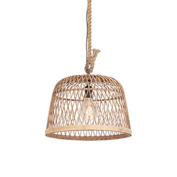 Landelijke hanglamp touw met rotan - Calamus, Verzenden, Nieuw, Country-rustic