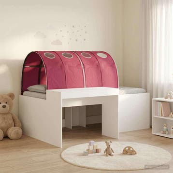 vidaXL Bed met Tunnel 4 st Wit en Rood Bewerkt hout, Verzenden, Nieuw, Bruin, Hout