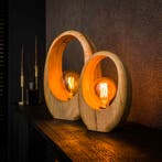 Tafellamp Industriële Design Arch Mango Wood - Nieuw in 2026, Huis en Inrichting, Verzenden, Nieuw, Metaal, Minder dan 50 cm