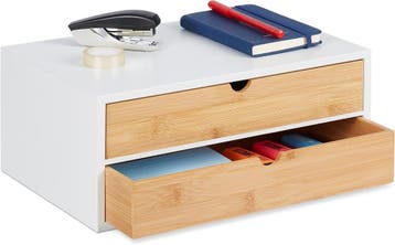 Opbergkastje bureau | Bamboe/MDF | 33% Korting, Ophalen of Verzenden, Zo goed als nieuw
