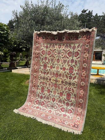 Blauw Ghoum zijden tapijt - Tapijt - 195 cm - 124 cm, Nieuw