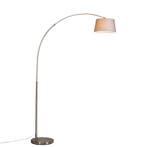 Moderne booglamp staal met grijze stoffen kap - Arc Basic, Verzenden, Nieuw, Modern