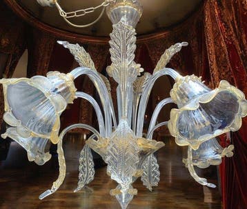 Kroonluchter - in Murano kunstglas, 5 lichten met zuiver
