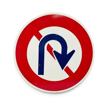 Vintage Japans metalen verkeersbord Keren verboden -