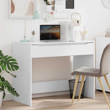 vidaXL Bureau met lade Wit 100 x 50 x 78 cm Geconstrueerd, Verzenden, Nieuw