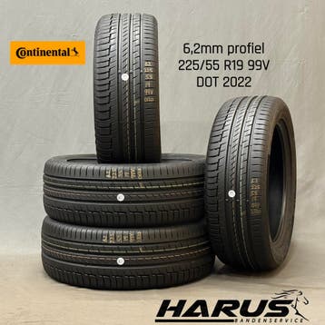 225/55/19 99V Continental zomerbanden 6,2mm profiel 4 stuks, 19 inch, Gebruikt, Ophalen of Verzenden, Band(en)