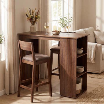 Bartafel met opbergvakken - walnootlook - 115 x 50 x 105 cm, Verzenden, Nieuw, 200 cm of meer, 150 tot 200 cm
