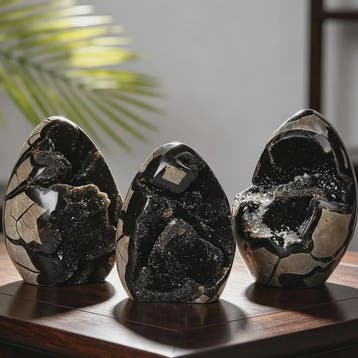 Septarian Draken Ei Kristal Geode - Zwart Kwarts voor Spirit, Verzenden, Nieuw in verpakking