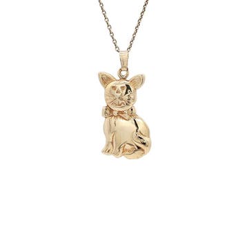 Gouden kattenhanger 14 karaat, Verzenden, Zo goed als nieuw, Goud