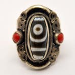 Tibetaanse DZI-kraal - Talisman - Ring
