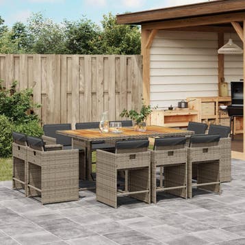 vidaXL 11-delige Tuinset met kussens poly rattan grijs, Tuin en Terras, Tuinsets en Loungesets, Verzenden, Nieuw, Meer dan 8 zitplaatsen