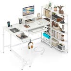 LIVSK L-vormige computertafel - Oplaadstation met 2 stopcont, Verzenden, Nieuw