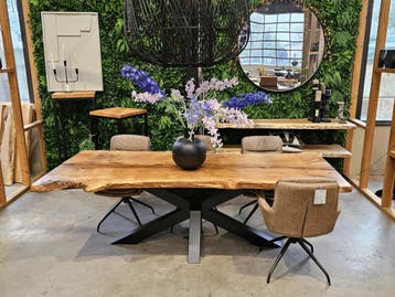 Tafel | Eettafel | Robuuste tafel | Boomstamtafels | Uniek, Huis en Inrichting, Tafels | Eettafels, Rustiek, Vijf personen of meer