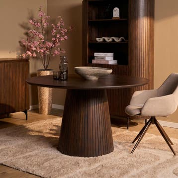 Ronde eettafel Solana Bruin Mangohout 150 cm | Starfurn, Huis en Inrichting, Ophalen of Verzenden, Nieuw
