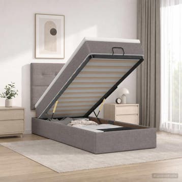 vidaXL Ottoman bed met matras met hoofdeinde Taupe 80 x 200, Verzenden, Nieuw, Eenpersoons