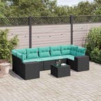 vidaXL 8-delige tuinbankset met kussens, zwart polyrotan, Verzenden, Nieuw, Rotan