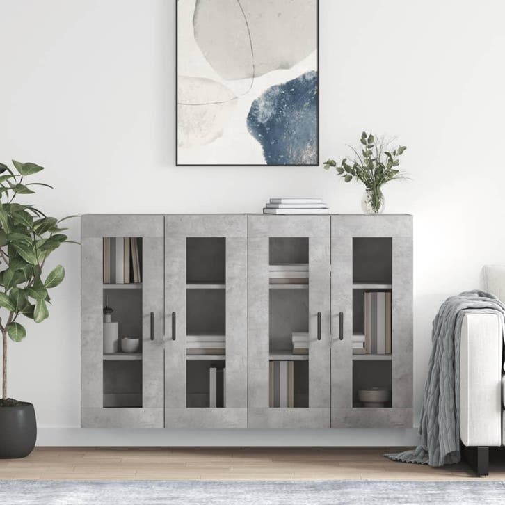 vidaXL Hangkasten 2 st bewerkt hout betongrijs, Huis en Inrichting, Kasten | Buffetkasten, Nieuw, Overige houtsoorten, Verzenden