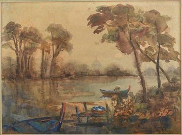 Dante Ricci (1879-1957) - Villa Borghese al crepuscolo con