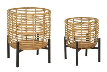 ROTAN VAASHOUDER SET 2 STUKS CM Ø 41X47-33X39, Ophalen of Verzenden, Nieuw