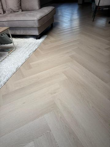 PVC vloer visgraat vloer 750x150 eiken vloer visgraat pvc, Visgraat PVC Click Vloeren, 75 m² of meer, Grijs, Nieuw
