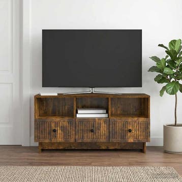vidaXL TV-kast met lade Gerookt eiken 102 x 34,5 x 50 cm, Minder dan 50 cm, Verzenden, Nieuw, Minder dan 100 cm