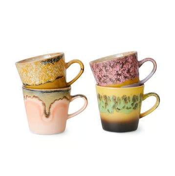 HKliving - 70's Keramiek Americano Mokken 4-delig Radiant -, Verzenden, Nieuw