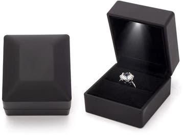 Ring Doosje met LED Licht – Zwart – Voor Huwelijk verloving, Verzenden, Nieuw, Zwart, Hardcase