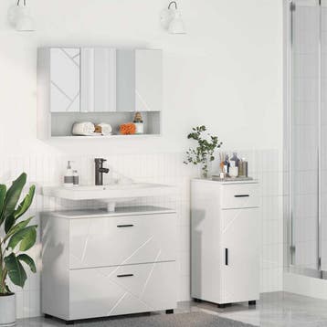 vidaXL Badkamermeubelset 3 st Hoogglans wit 76,5 x 35 x 64, Verzenden, Nieuw, Overige typen