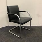 vitra Visasoft Visavis vergaderstoelen, zwart leder - metaal, Huis en Inrichting, Gebruikt, Zwart, Leer, Ophalen of Verzenden