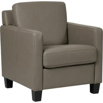 Leren fauteuil Smart - Toledo Smog (grijs) - Poten hout, Nieuw, Ophalen of Verzenden, Bohemian, Eigentijds, Modern, Retro, 50 tot 75 cm