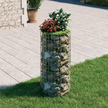 vidaXL Gabion paal rond Ø50x100 cm gegalvaniseerd staal, Verzenden, Nieuw, IJzer
