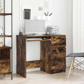 vidaXL Bureau 90x45x76 cm bewerkt hout gerookt eikenkleurig, Verzenden, Nieuw