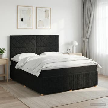 vidaXL Boxspringbed met matras met hoofdeinde Zwart 140 x, Verzenden, Nieuw, Tweepersoons, Zwart