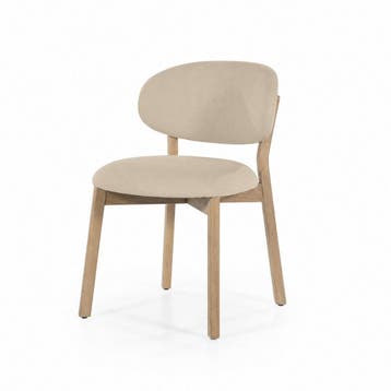 Eetkamerstoel Mikky Naturel hout - Beige Moon - 96174 - e..., Nieuw, Stof