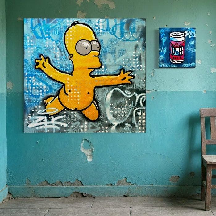 Moabit - Homer Simpson X Nevermind /Diptych/ XL, Antiek en Kunst, Kunst | Designobjecten