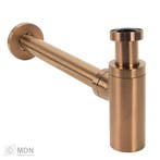 Luxe beker sifon 11/4 messing geborsteld koper met muurbuis, Verzenden, Nieuw